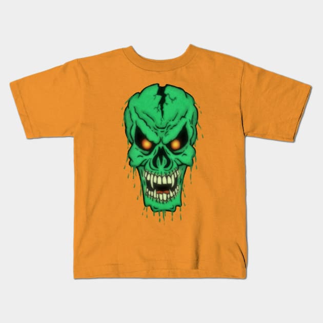 Slimy Skull Kids T-Shirt by MalcolmKirk